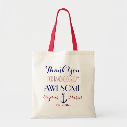 Nautical Anchor Red Blue Hartelijk dank Tas (Voorkant)