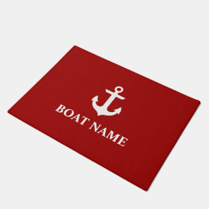 Nautical Anchor Red Boat Name Deurmat