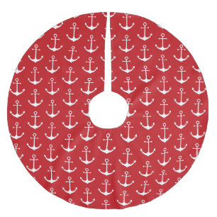 Nautical anchor red seilode strand Kerstmis Kerstboom Rok