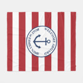Nautical anchor red striped boot blanket fleece deken (Voorkant (Horizontaal))