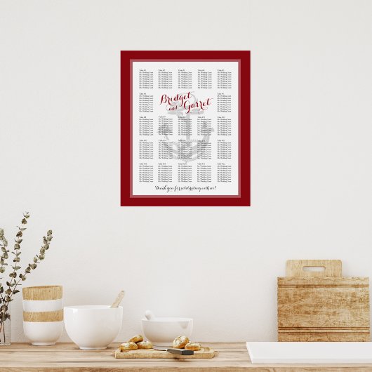 Nautical Anchor Red Wedding Seating Chart Poster (Keuken)