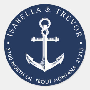 Nautical Anchor Return-adres Ronde Sticker