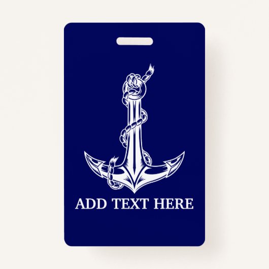 Nautical Anchor Rope Boat Name Badge (Voorkant)