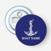  Nautical Anchor Rope Boat Name Button Flesopener (Voorkant)