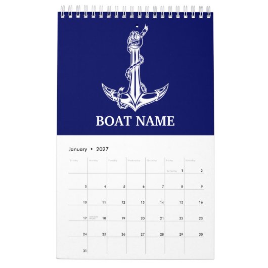 Nautical Anchor Rope Boat Name Kalender (Jan 2027)