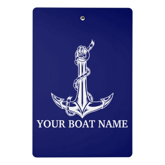 Nautical Anchor Rope Boat Name Mini Klembord (Achterkant)