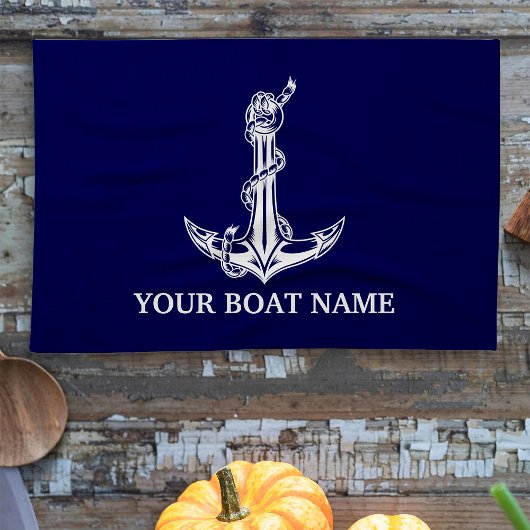 Nautical Anchor Rope Boat Name Theedoek