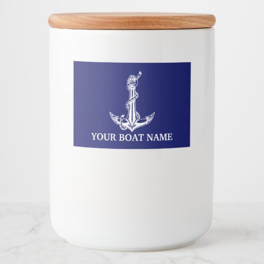 Nautical Anchor Rope Boat Name Voedselcontainer Etiket (Voorkant)