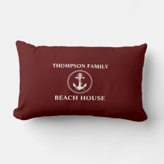 Nautical Anchor Rope Familienaam Beach House Red Kussen