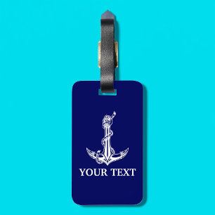 Nautical Anchor Rope Jouw tekst hier Bagagelabel