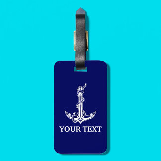 Nautical Anchor Rope Jouw tekst hier Bagagelabel