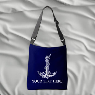 Nautical Anchor Rope Jouw tekst hier Crossbody Tas