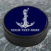 Nautical Anchor Rope Jouw tekst hier Hockey Puck