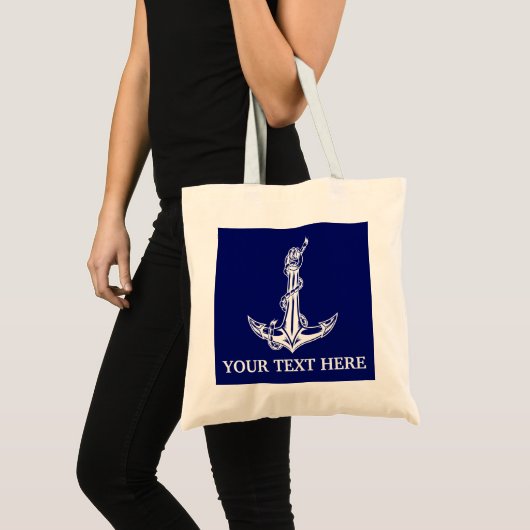 Nautical Anchor Rope Jouw tekst hier Tote Bag (Voorkant (product))