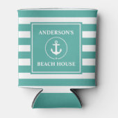 Nautical Anchor Rope Striped Beach House Blikjeskoeler (Voorkant)
