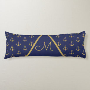 Nautical Anchor Royal Blue Monogram Body Pillow Lichaamskussen