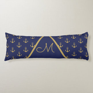 Nautical Anchor Royal Blue Monogram Body Pillow Lichaamskussen
