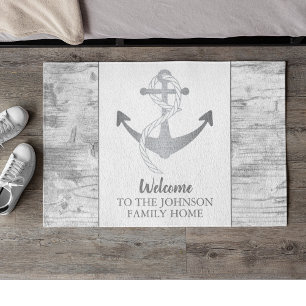 Nautical Anchor Sailing Family Name Gray Welkom Deurmat