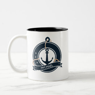 Nautical Anchor Sailor Sailor Specialized Tweekleurige Koffiemok