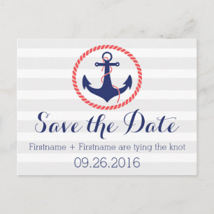 Nautical Anchor Save the Date Aankondigingskaart