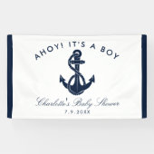 Nautical Anchor Script Baby shower Papier Spandoek (Horizontaal)
