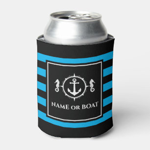 Nautical Anchor Seahorse Jouw naam of Boat Blue Blikjeskoeler