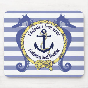 Nautical Anchor/Seahorse/knot/Customize name, # Muismat