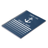 Nautical  Anchor Ship Log Blue Stripe Notitieboek (Linkerzijde)