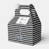 Nautical Anchor Silver Black Stripes Weddenschap Bedankdoosjes (Achterkant)