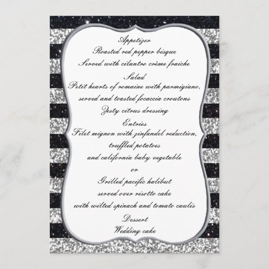 Nautical Anchor Silver Black Stripes Weddenschap Menu (Achterkant)