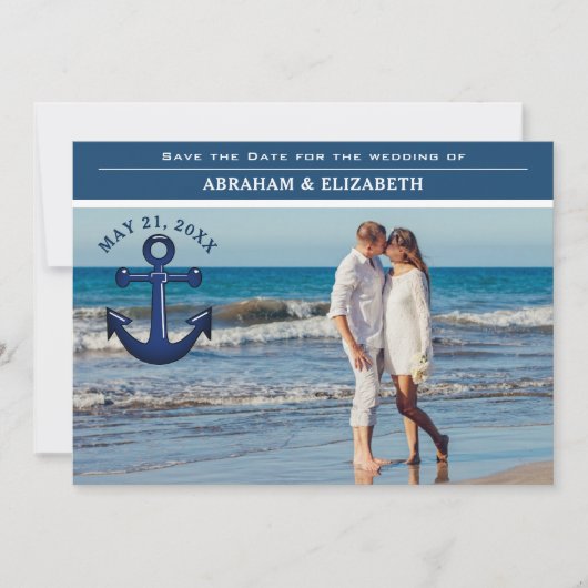Nautical Anchor Simple Typography Save the Date (Voorkant)