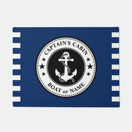 Nautical Anchor Stars Captain Cabin Boot Naam Deurmat (Voorkant)