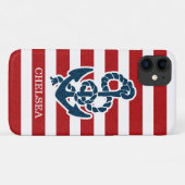 Nautical Anchor Stripe Pattern and Name Case-Mate iPhone Case (Achterkant (horizontaal))