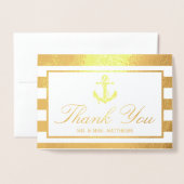 Nautical Anchor Stripes Photo Weddenschap Hartelij Folie Kaarten (Voorkant met envelop)