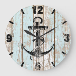  Nautical Anchor Stripes Wood Grote Klok