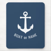 Nautical  Anchor Uw Bot of Naam Blauw Muismat (Voorkant)