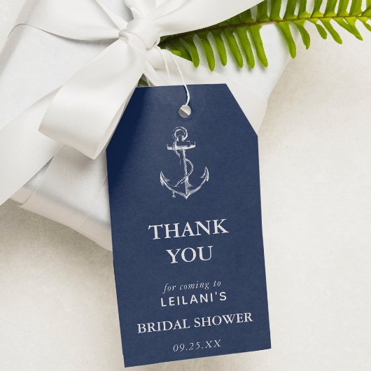 Nautical Anchor Vrijgezellenfeest Navy Blue Bedank Cadeaulabel