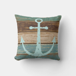 Nautical Anchor Weathered Wood Coastal Thmed Kussen