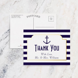 Nautical Anchor Wedding Dankuwel Folie Uitnodiging Briefkaart