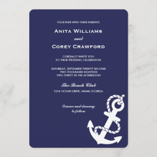 Nautical Anchor Wedding Invitation Kaart