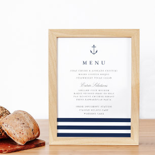 Nautical Anchor Wedding Menu Sign Poster