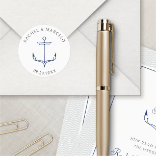 Nautical Anchor Wedding Ronde Sticker