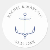 Nautical Anchor Wedding Ronde Sticker (Voorkant)