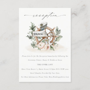 Nautical Anchor Wheel Floral Wedding Reception Informatiekaartje