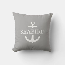Nautical Anchor White op Warm Grey. Aangepaste boo Buitenkussen