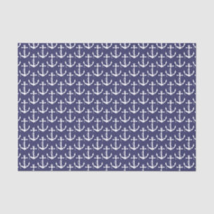 Nautical Anchors Aweigh Navy Tissuepapier