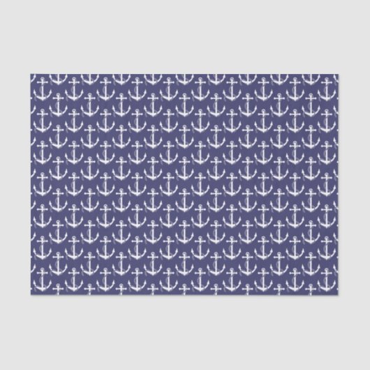 Nautical Anchors Aweigh Navy Tissuepapier (Voorkant)