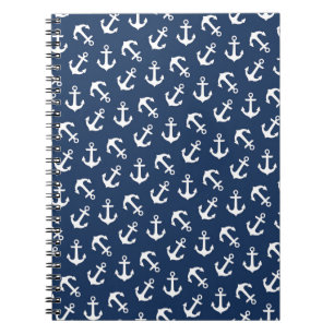 Nautical Anchors Aweigh Pattern Navy Notitieboek