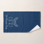 Nautical Anchors Navy Blue Family Name Bad Handdoek (Handdoek)