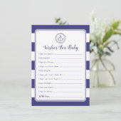 Nautical Anker Baby Shower Wensen voor Baby Kaart (Staand voorkant)